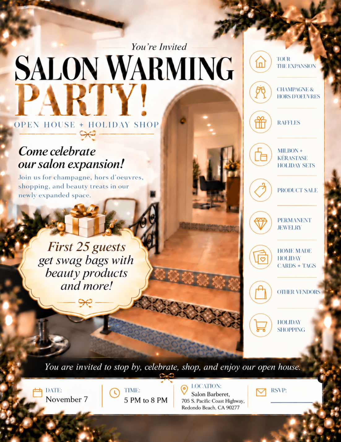 Salon Warming Party And Holiday Shop