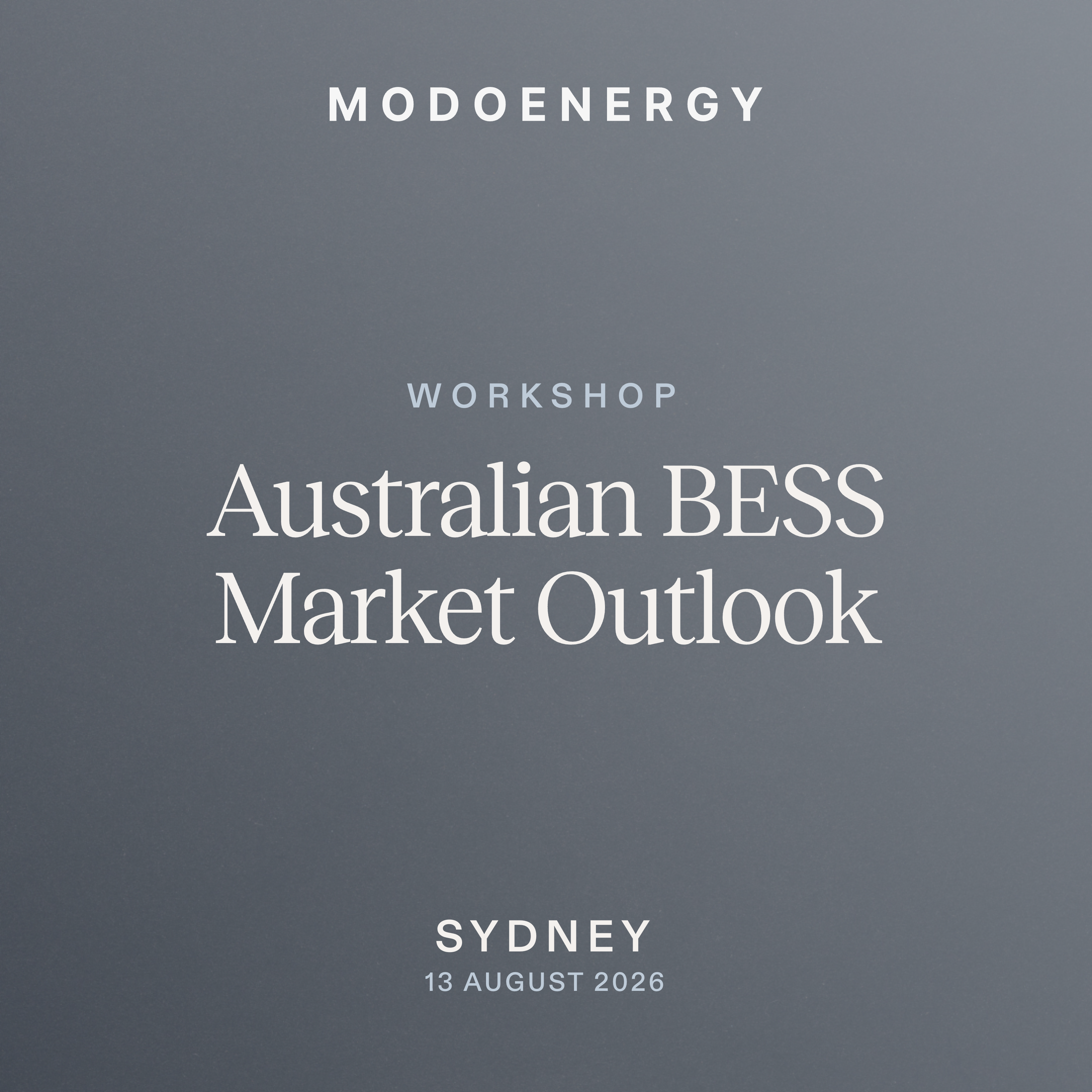 WORKSHOP: Australian BESS Market Outlook (SYDNEY)