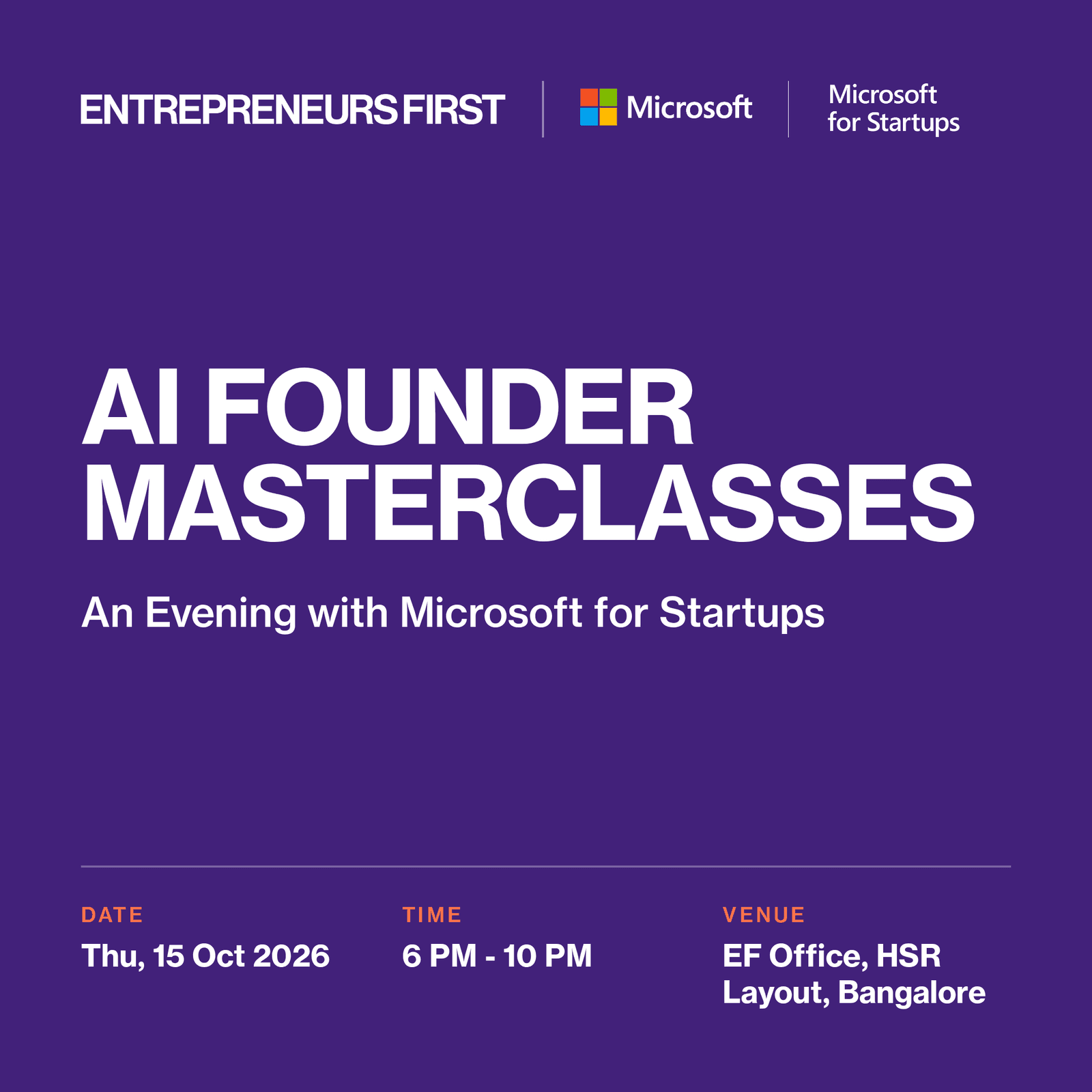 AI Founder Masterclasses: An Evening with Microsoft for Startups