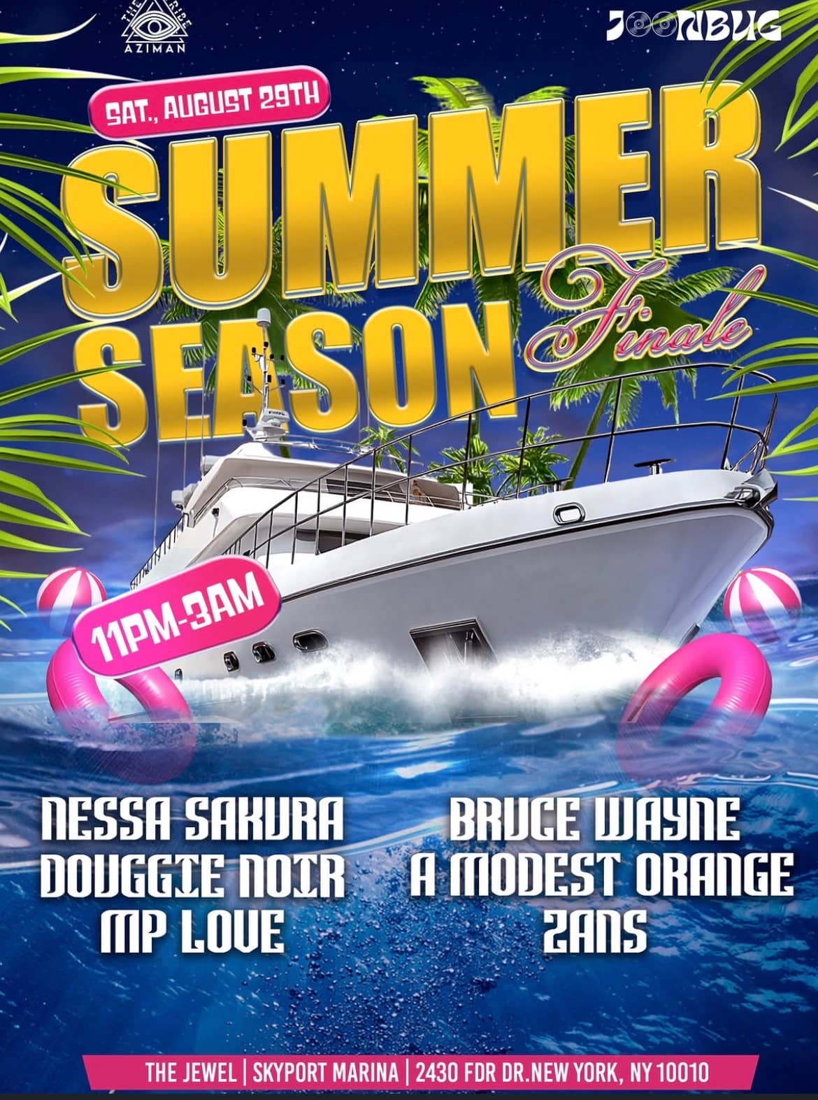 FREE PRE NFTNYC YACHT PARTY hosted By Aziman Tribe & NYC SQUIRRELS NFT