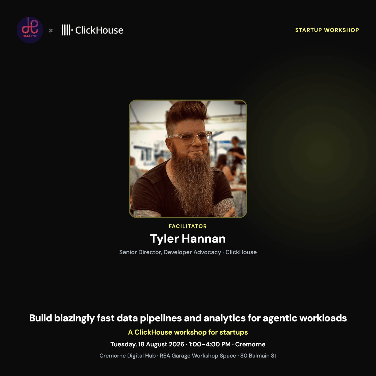 Build blazingly fast data pipelines and analytics for agentic workloads - a ClickHouse workshop for startups