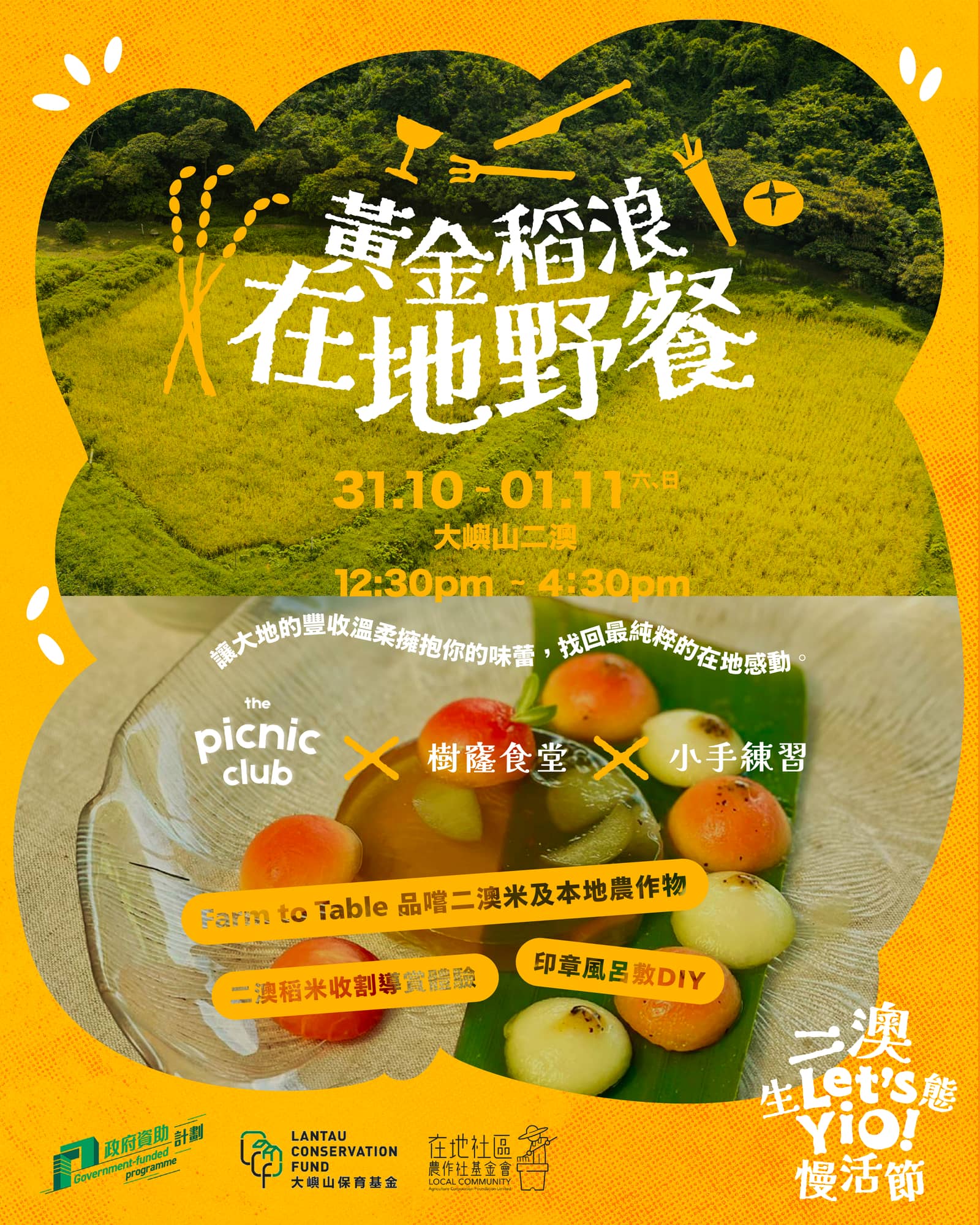 【 二澳生態慢活節 Let's Yio! 】黃金稻浪在地野餐