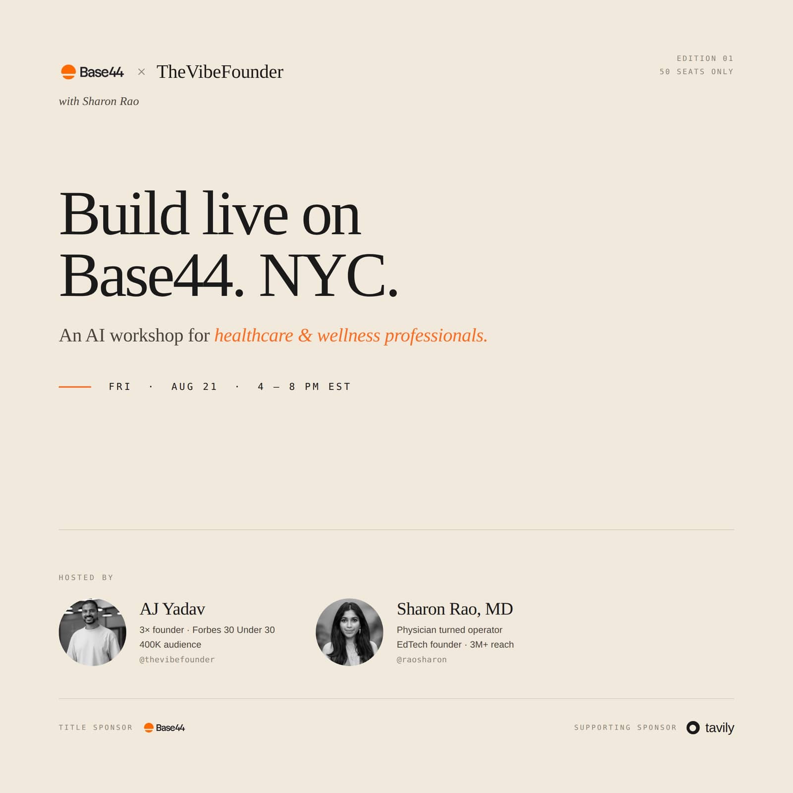 Base44 x TheVibeFounder: AI Workshop — NYC