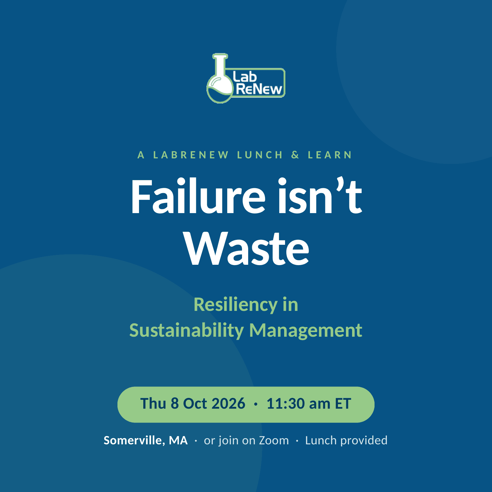 Failure isn’t Waste: Resiliency in Sustainability Management (in-person)