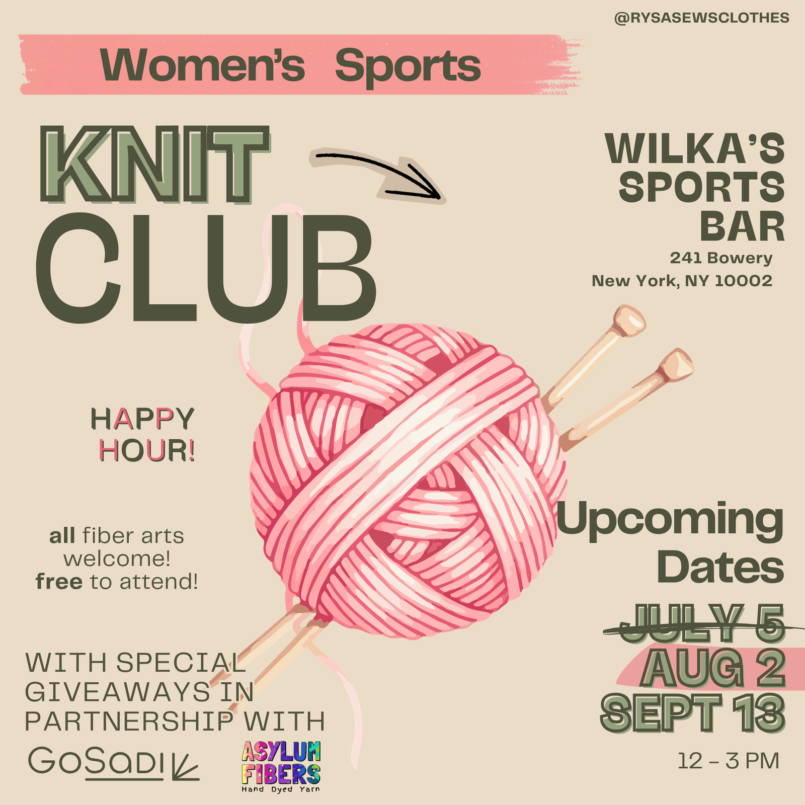 Women's Sports Knit (and fiber craft) Club!