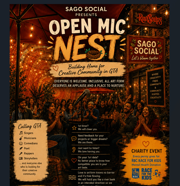 Sago Social's OPEN MIC 'NEST' series