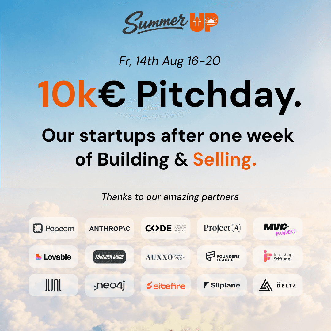 10k€ SummerUP 2026 Pitchday - After One Week of Building and Selling.