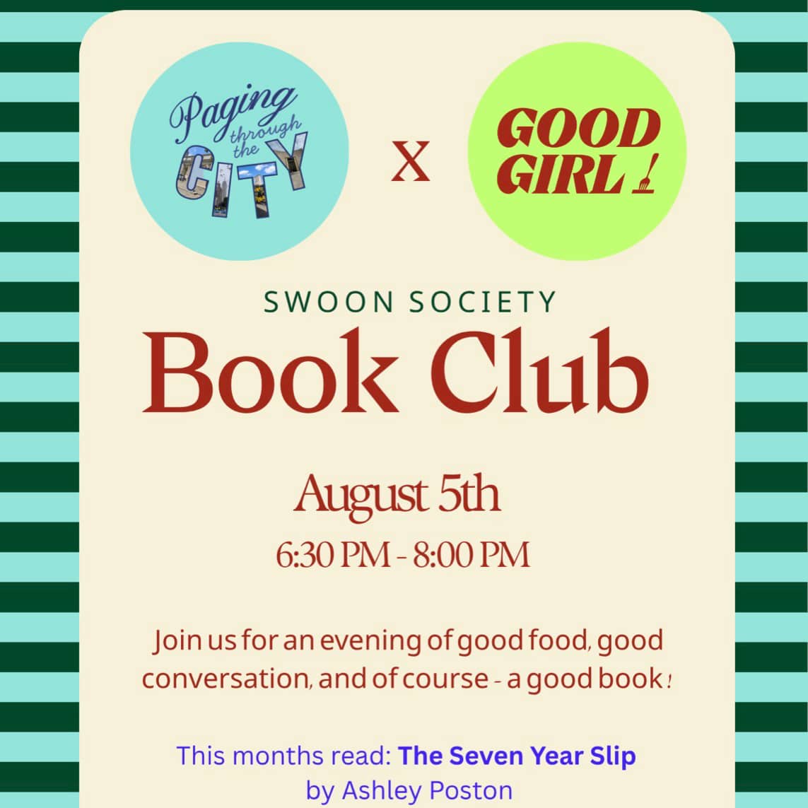 Swoon Society- Book Club and Cooking Class!