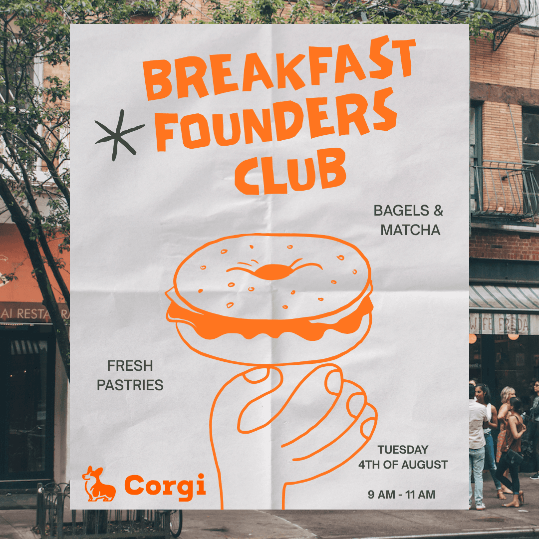 Founders Breakfast Club with Corgi