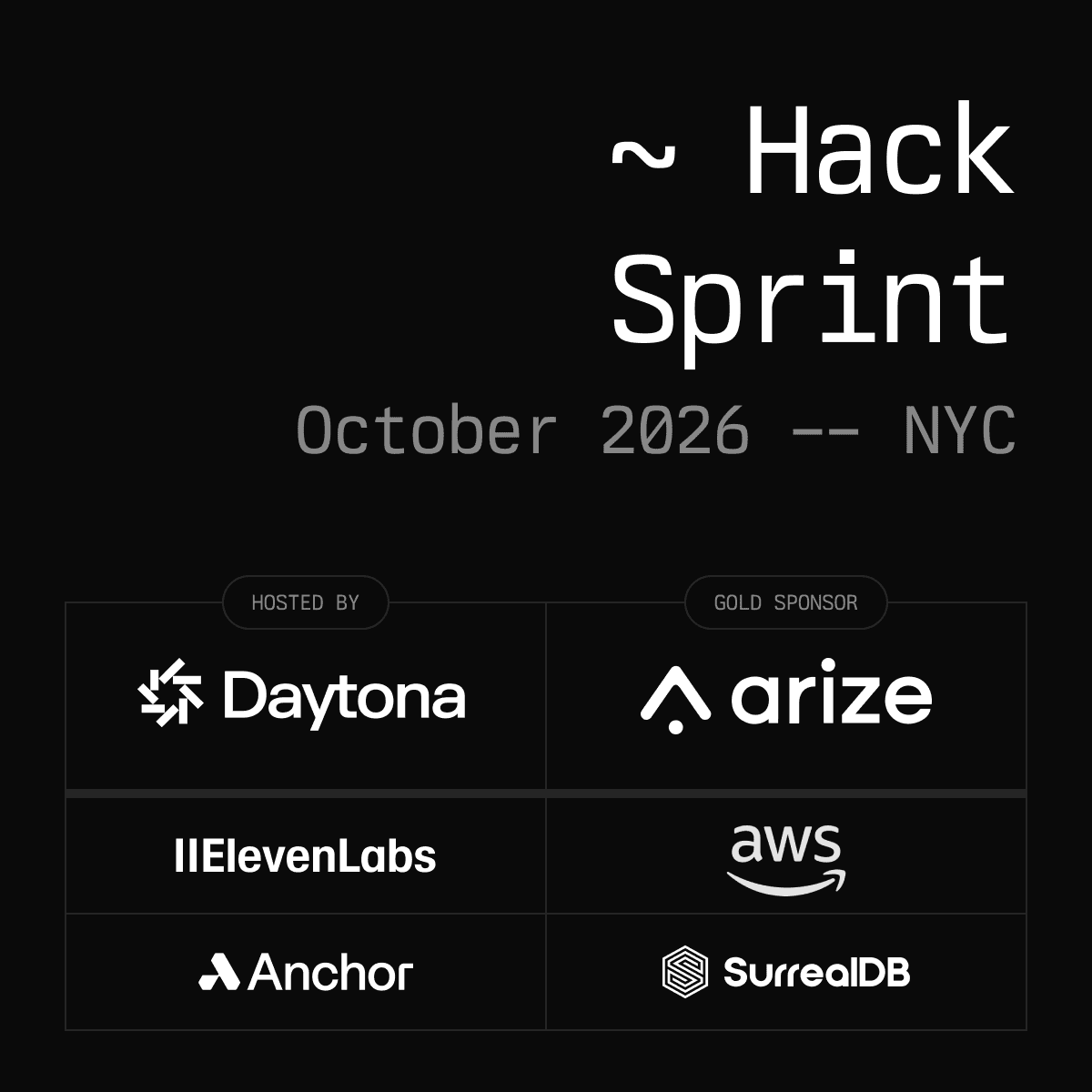 Daytona HackSprint w/ Arize AI - NYC, October 2026