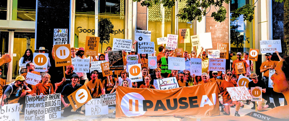 PauseAI Netherlands gathering before the protest
