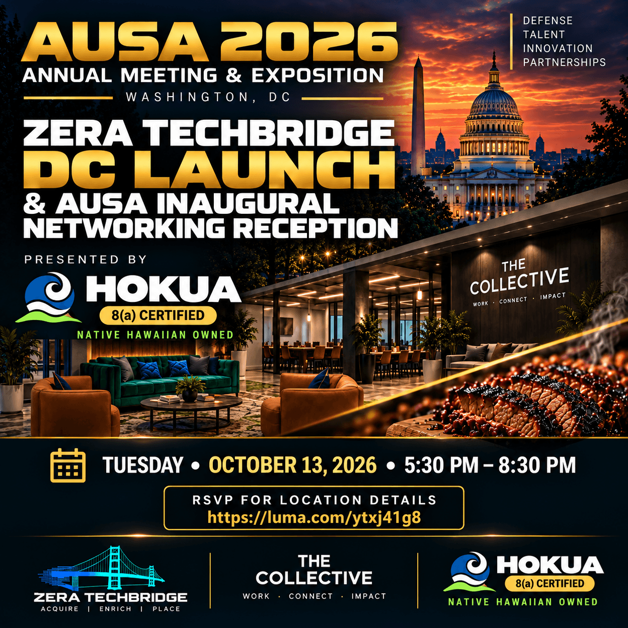 Zera TechBridge DC Launch & Inaugural AUSA Networking Reception, Presented by Hokua @ The Collective