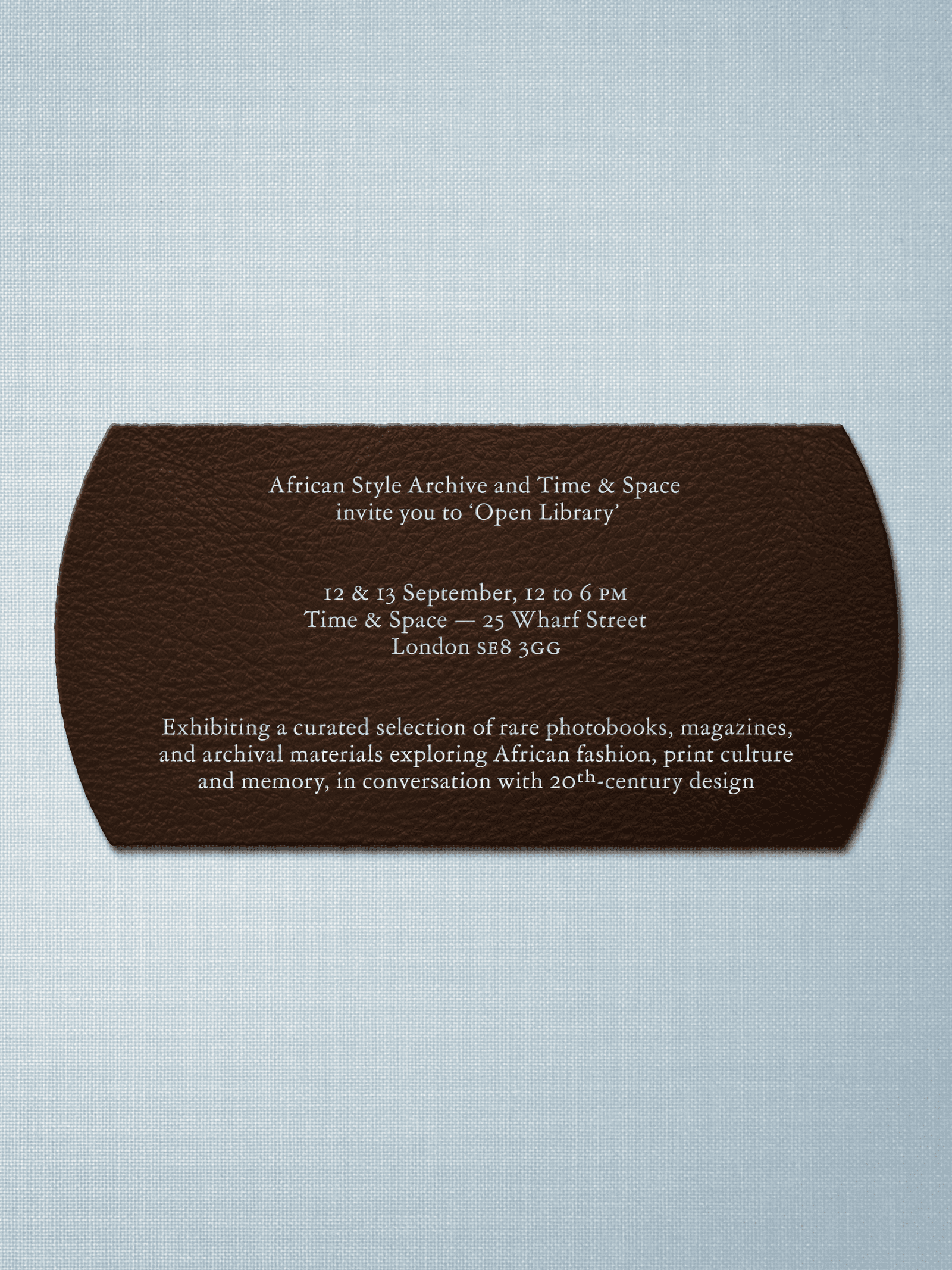 African Style Archive Open Library @ Time & Space
