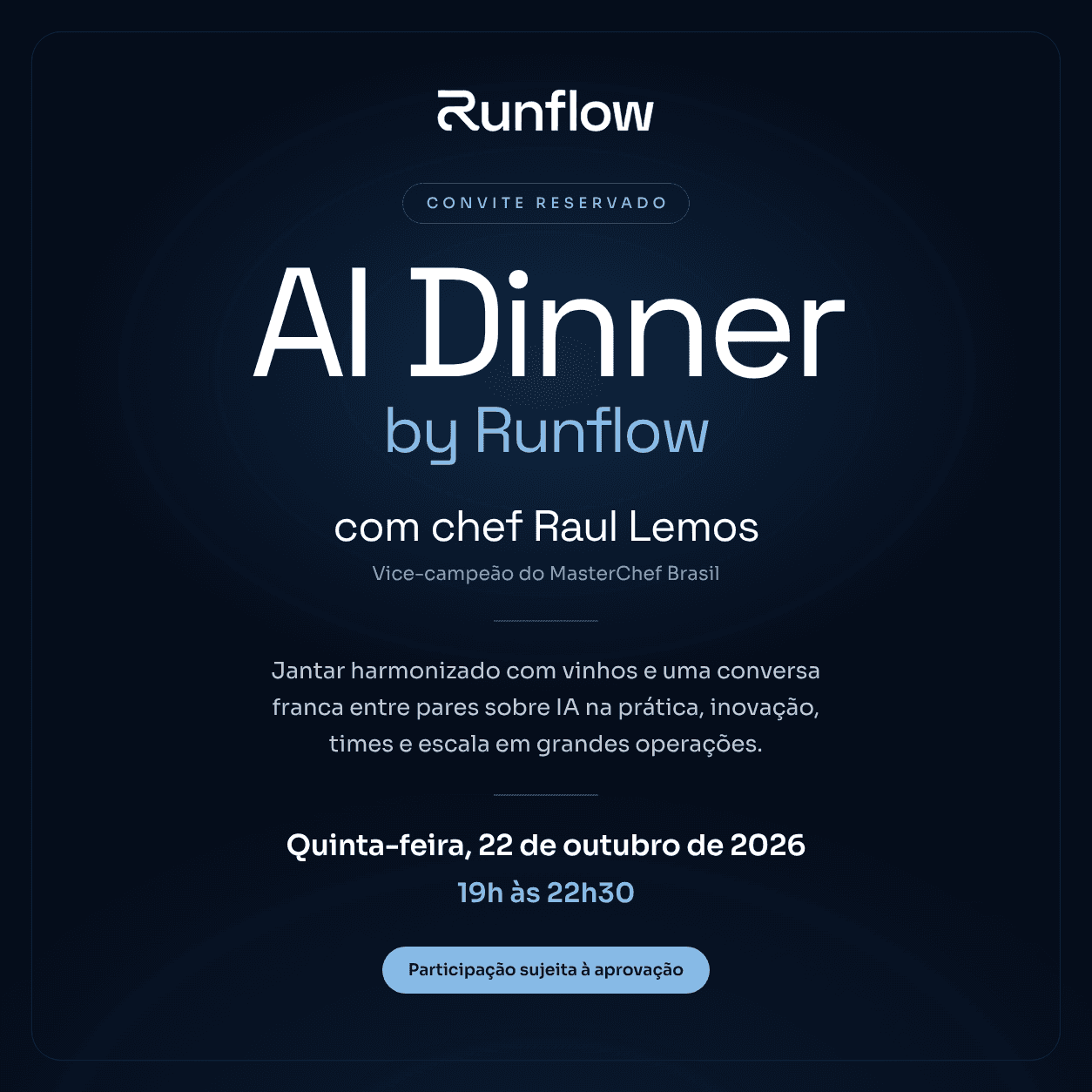 AI Dinner by Runflow com chef Raul Lemos