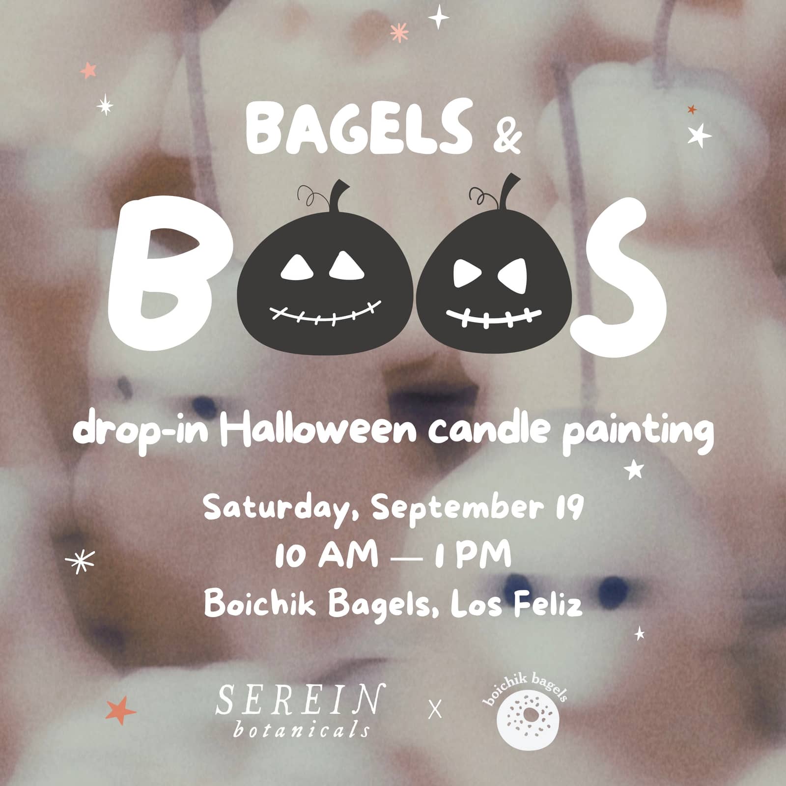 Bagels + Boos: Drop-in Halloween Candle Painting