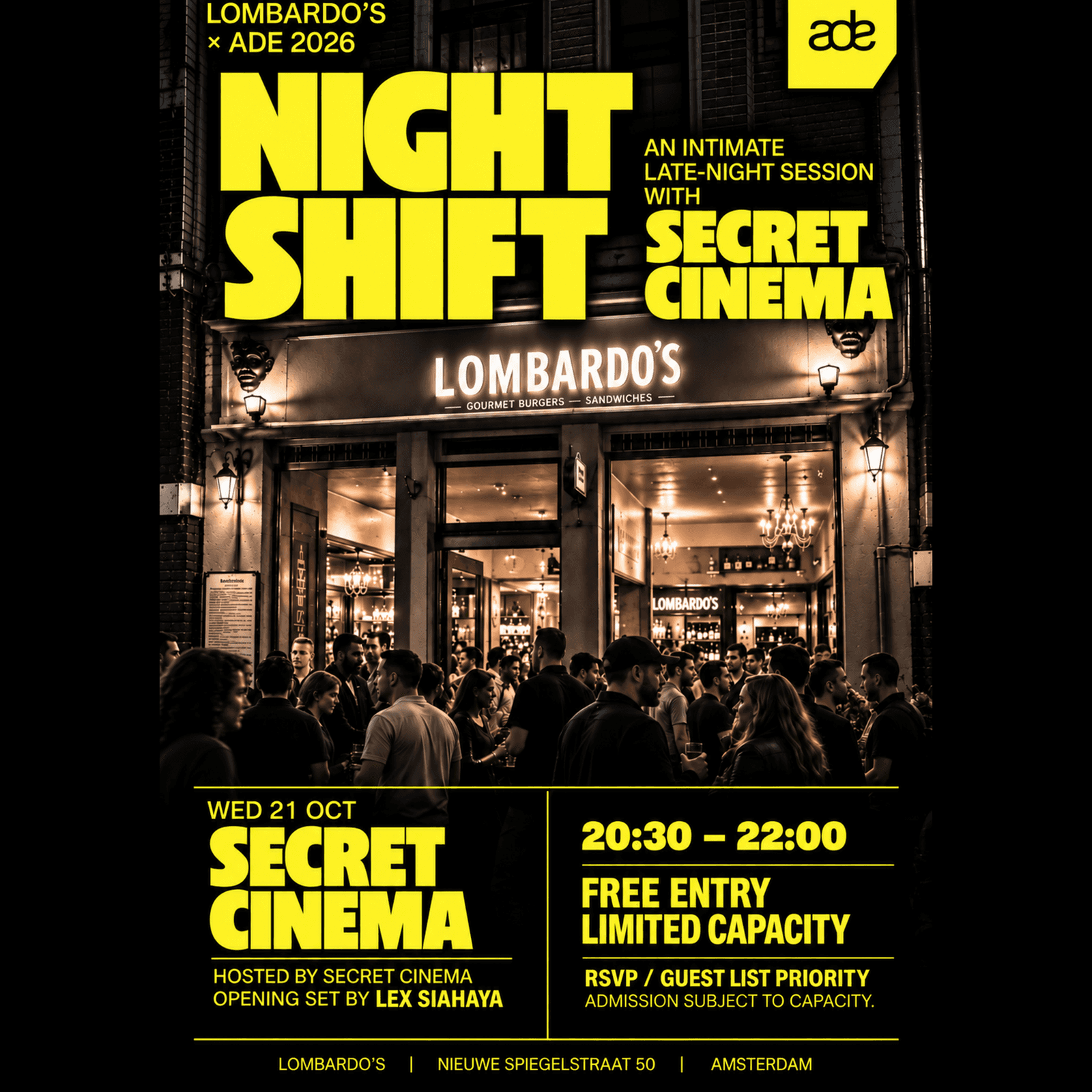 Lombardo’s ADE Night Shift x Secret Cinema
