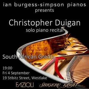 Christopher Duigan Solo Piano Recital at Ian Burgess-Simpson Pianos