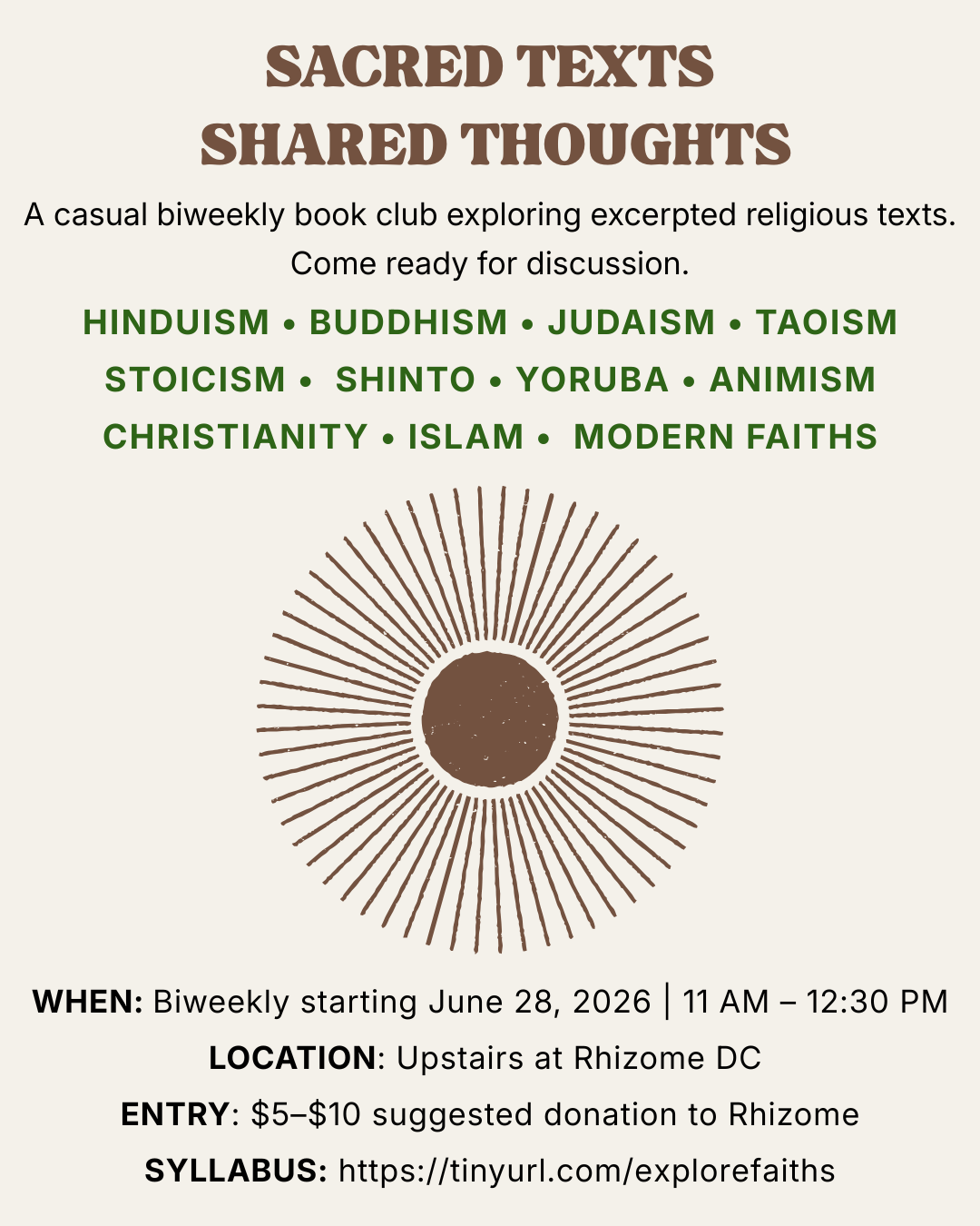 Sacred Texts, Shared Thoughts: A Religious Exploration Discussion Group