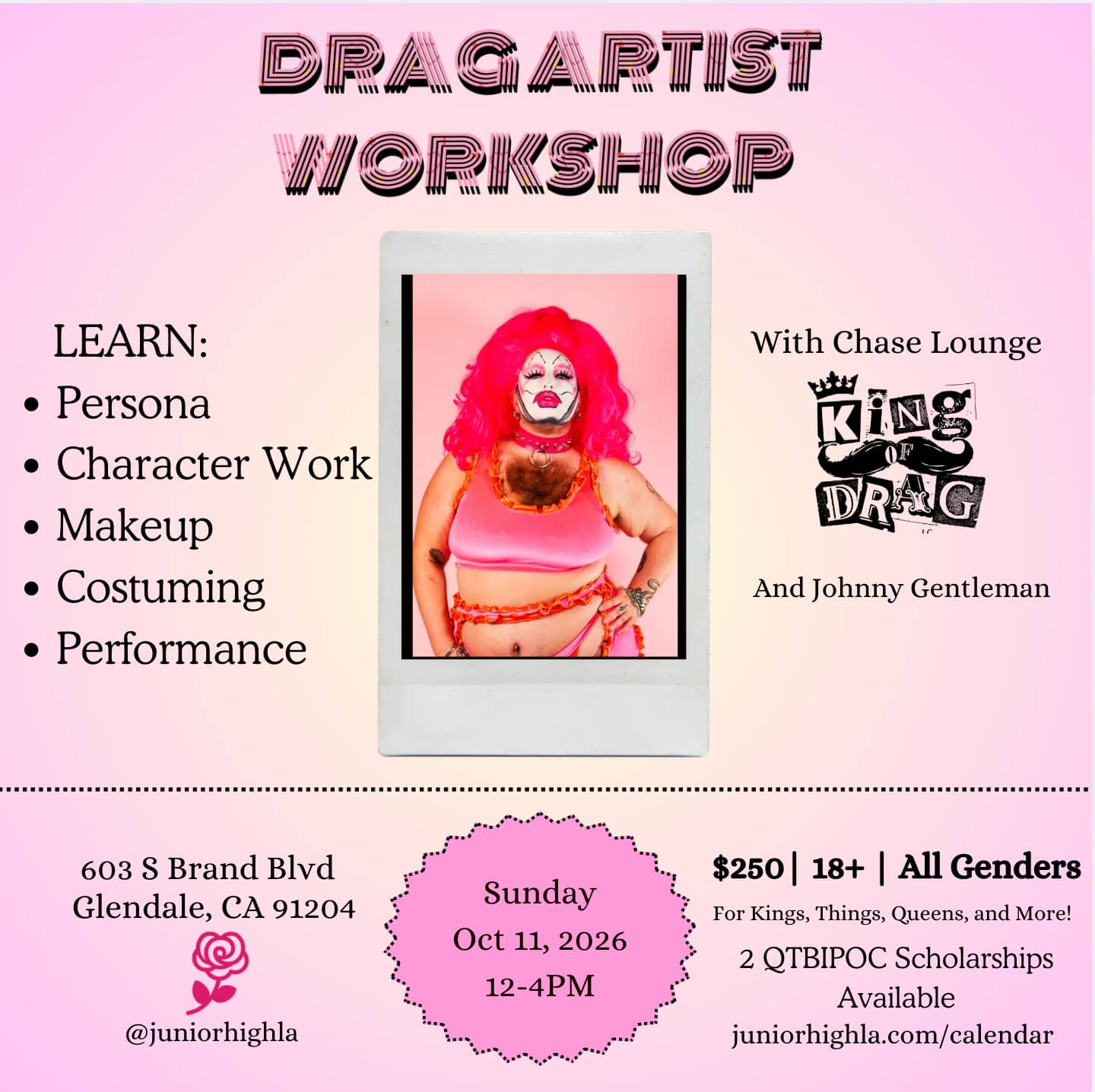 Drag Artist Workshop with Chase Lounge from King of Drag