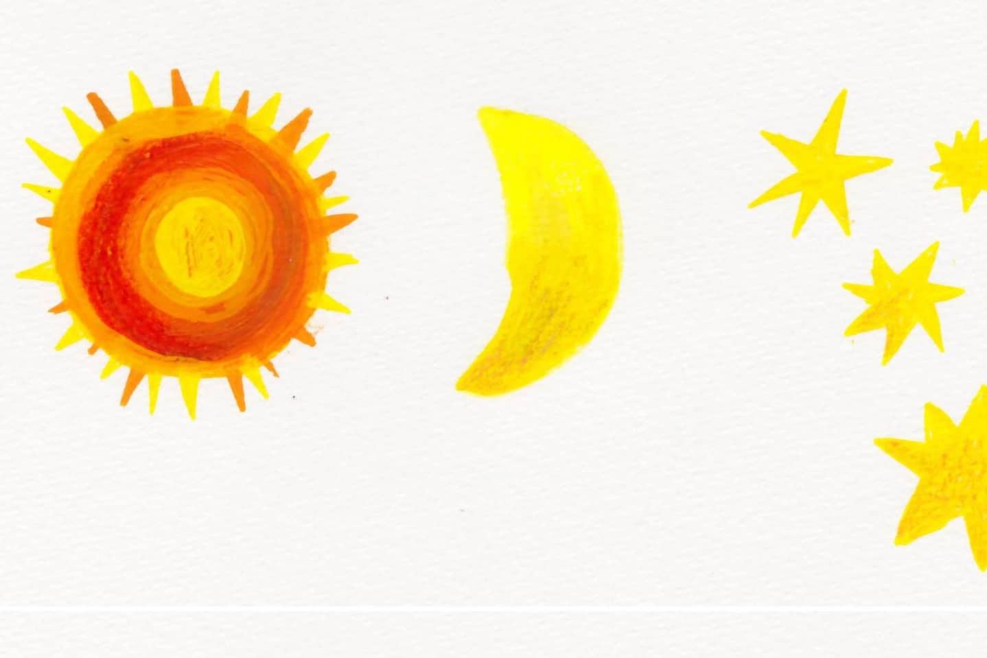 Sun, moon and stars