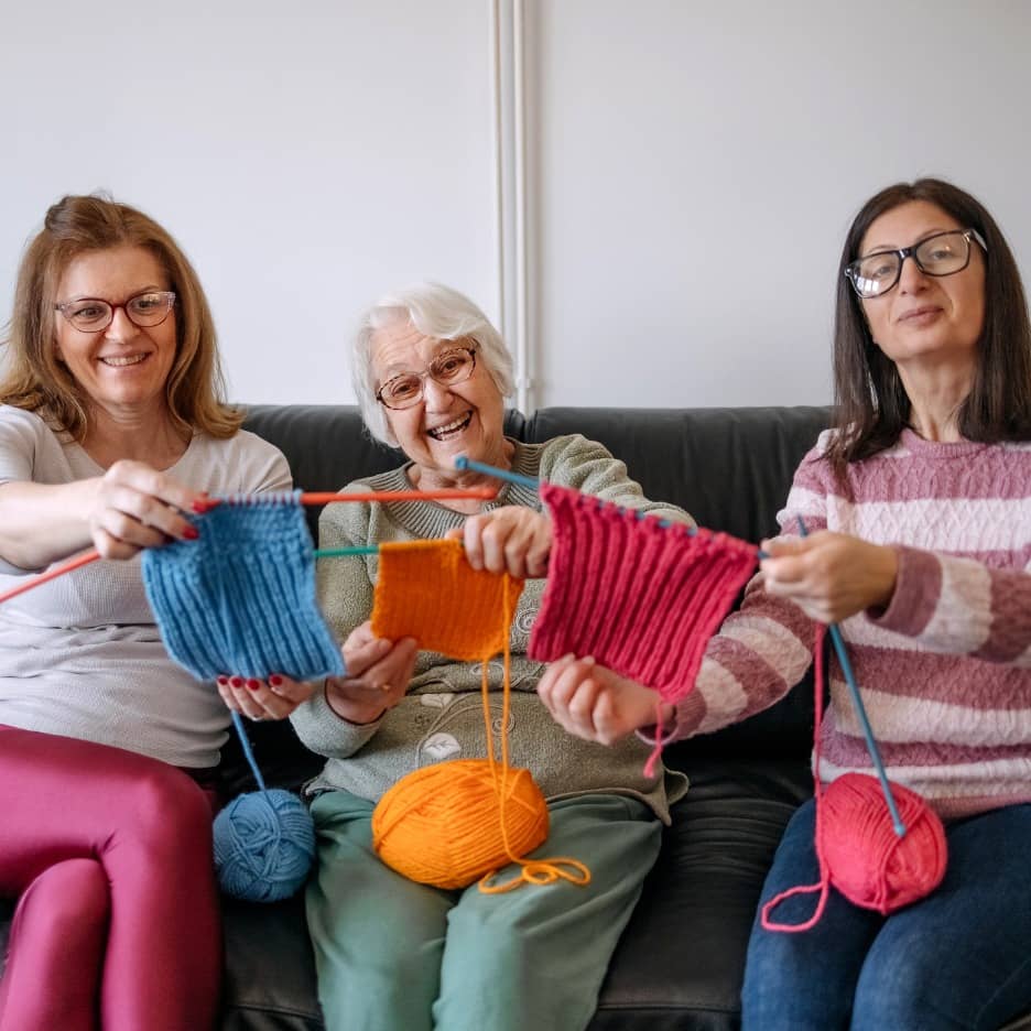 Social knitting at the Tote