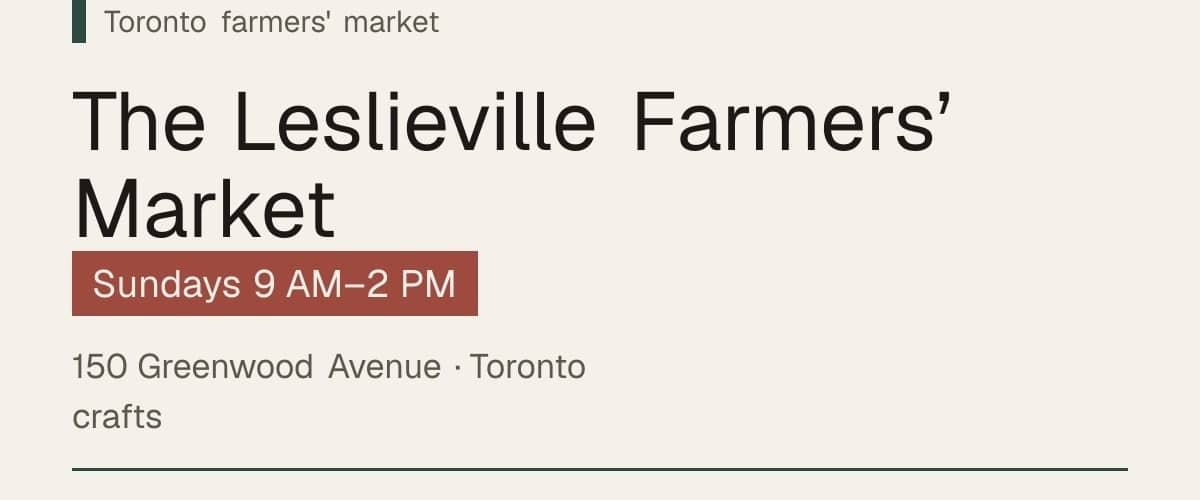 The Leslieville Farmers’ Market
