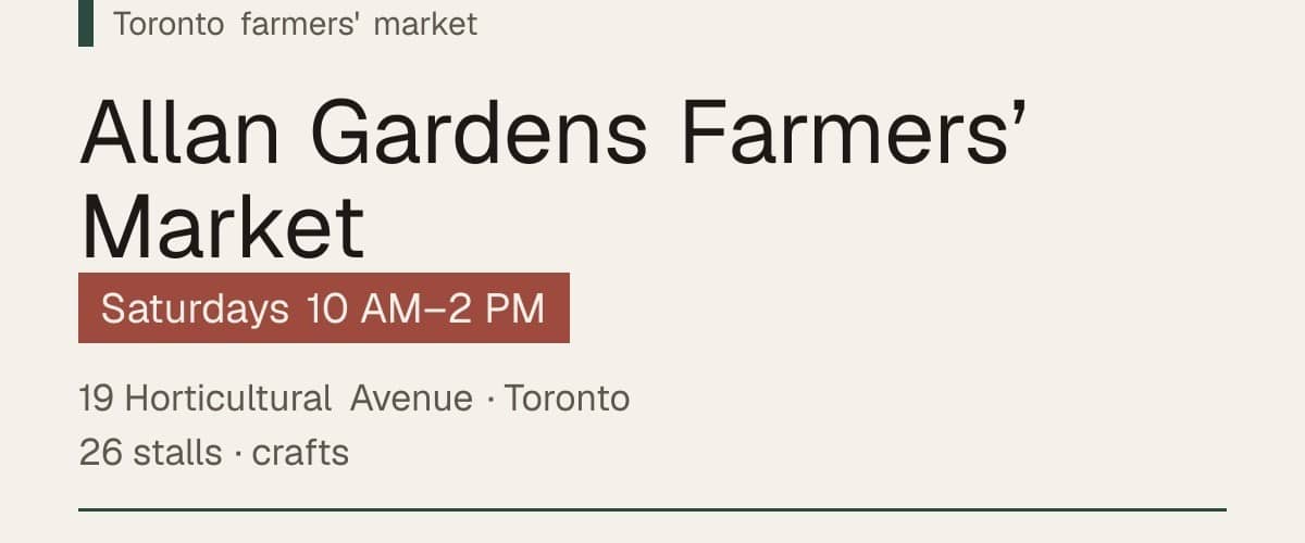 Allan Gardens Farmers’ Market