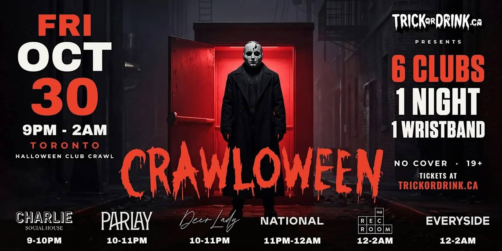 Crawloween | Toronto Halloween Club Crawl 2026 | Fri Oct 30