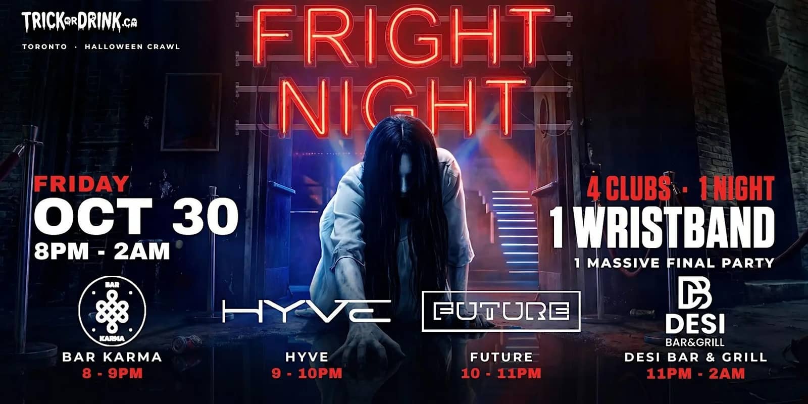 Fright Night Crawl | Toronto Halloween Costume Party 2026 | Fri O