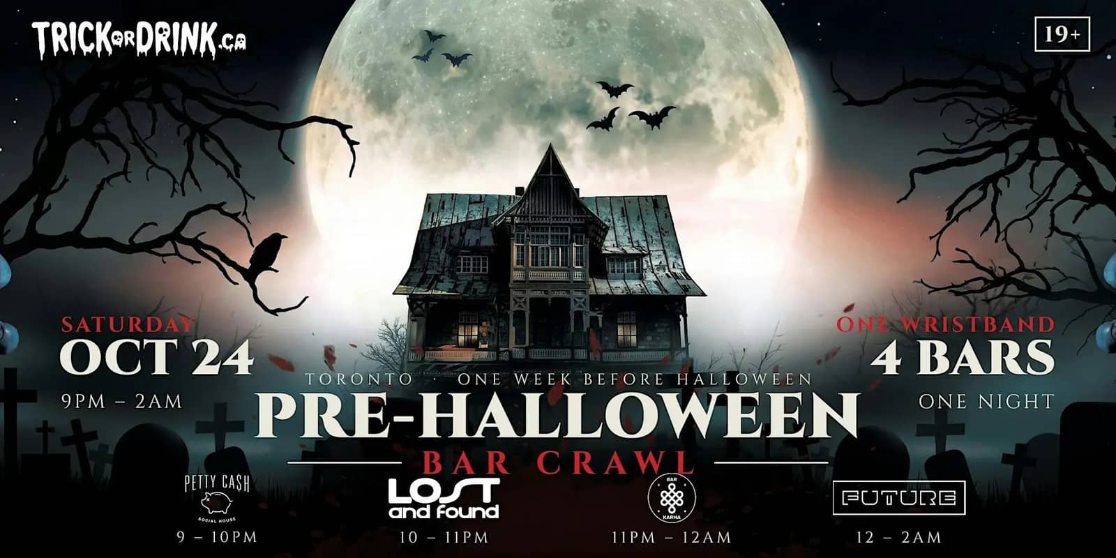 Pre-Halloween Bar Crawl Toronto 2026 | Queen West Bars | Sat, Oct