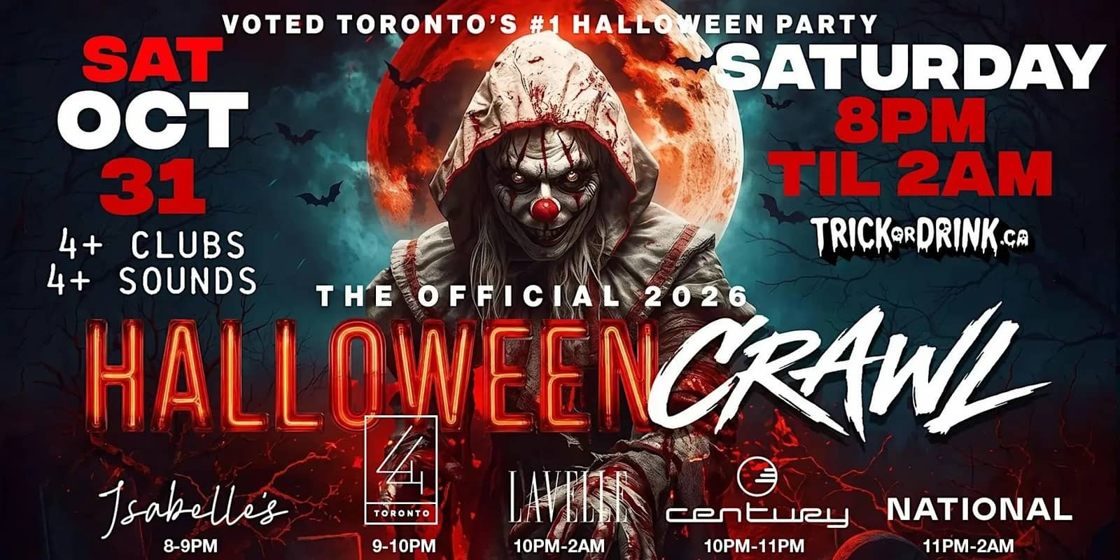 Toronto Halloween Party 2026 | King West Club Crawl | Sat, Oct 31