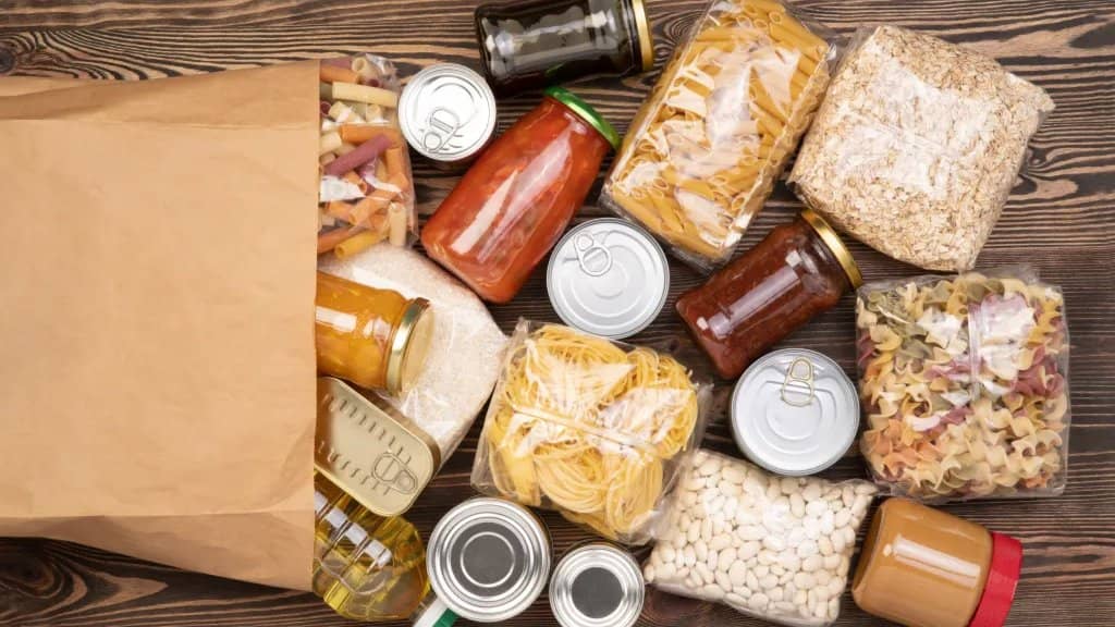Volunteer at St. Vincent de Paul food pantry sorting