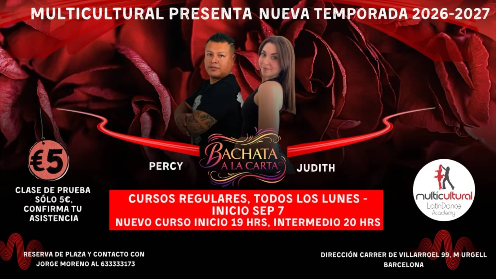 BACHATA A LA CARTA:CLASES REGULARES, INICIO E INTERMEDIO, PRUEBA SÓLO 5€