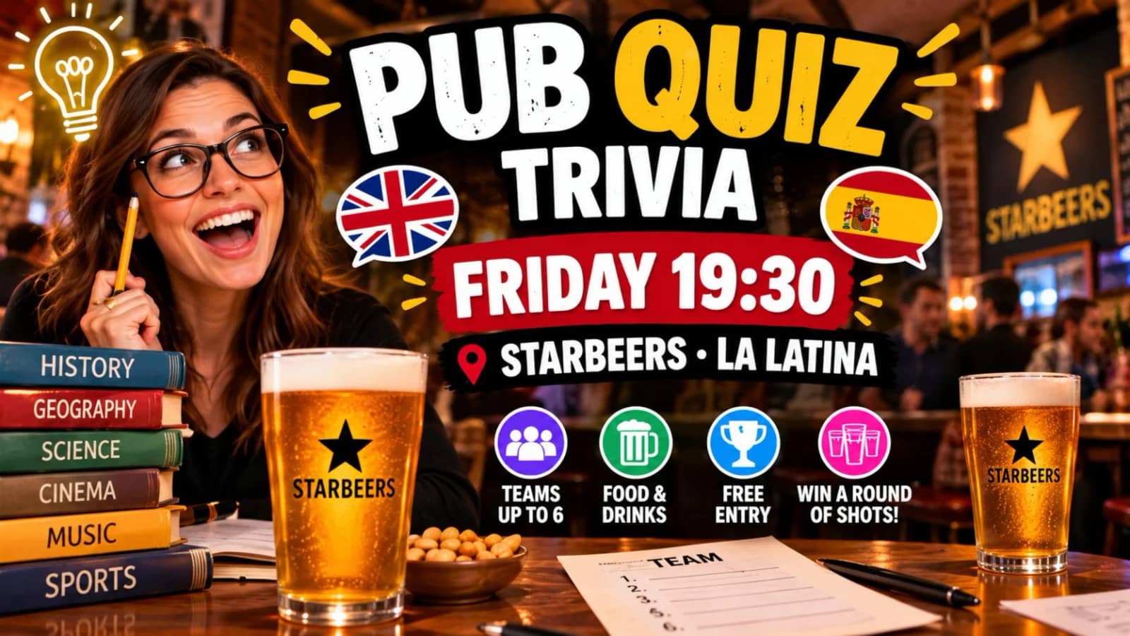 Pub Quiz - Friday Trivia - La Latina 🍻