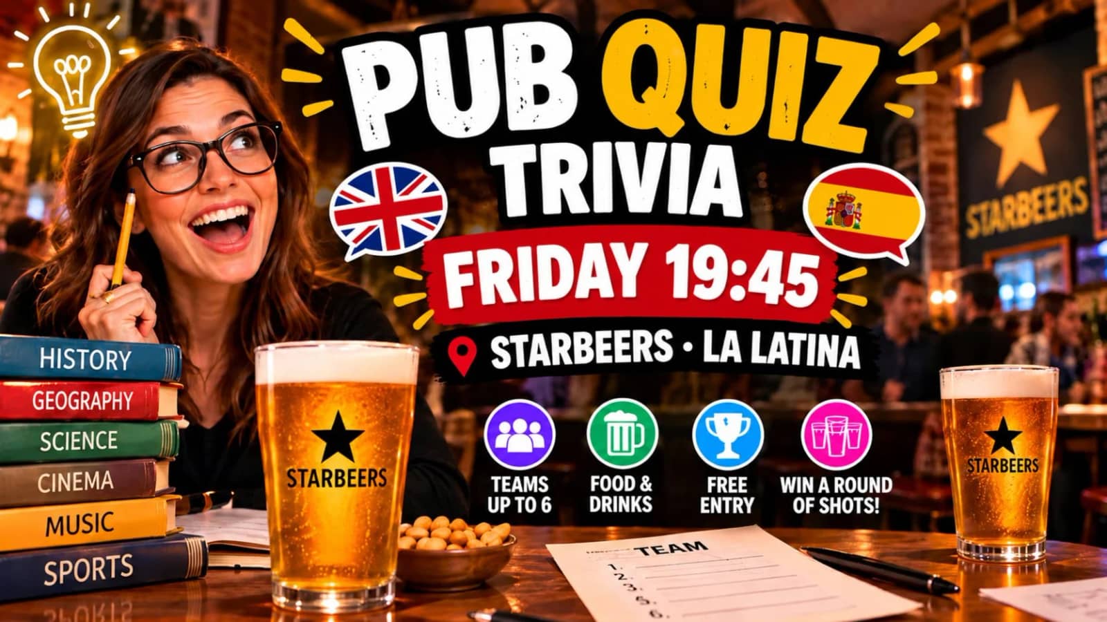 Friday Pub Quiz & Trivia Night 🍻 | La Latina