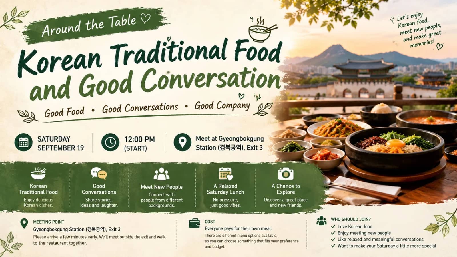 Korean traditional food& Good Conversations