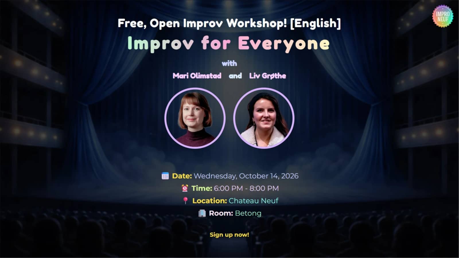 Improv for Everyone with Mari Olimstad and Liv GrΓΈthe - Free Improv Workshop