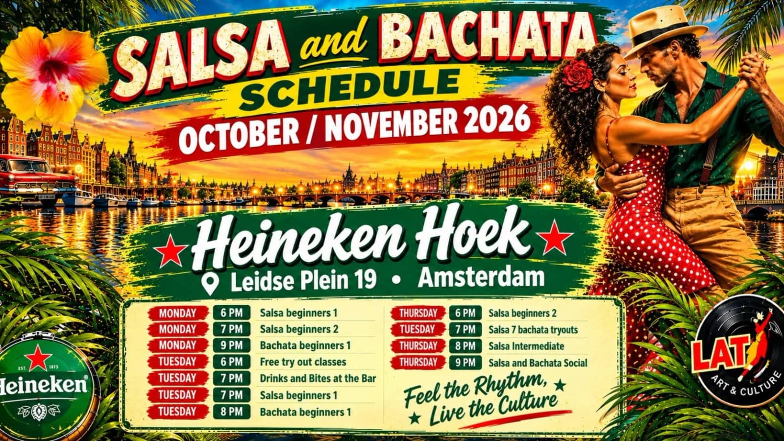 Salsa & Bachata Classes Schedule @Heineken Hoek