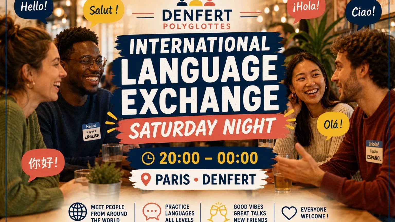 🌍 International Language Exchange — Saturday Night | Denfert Polyglottes
