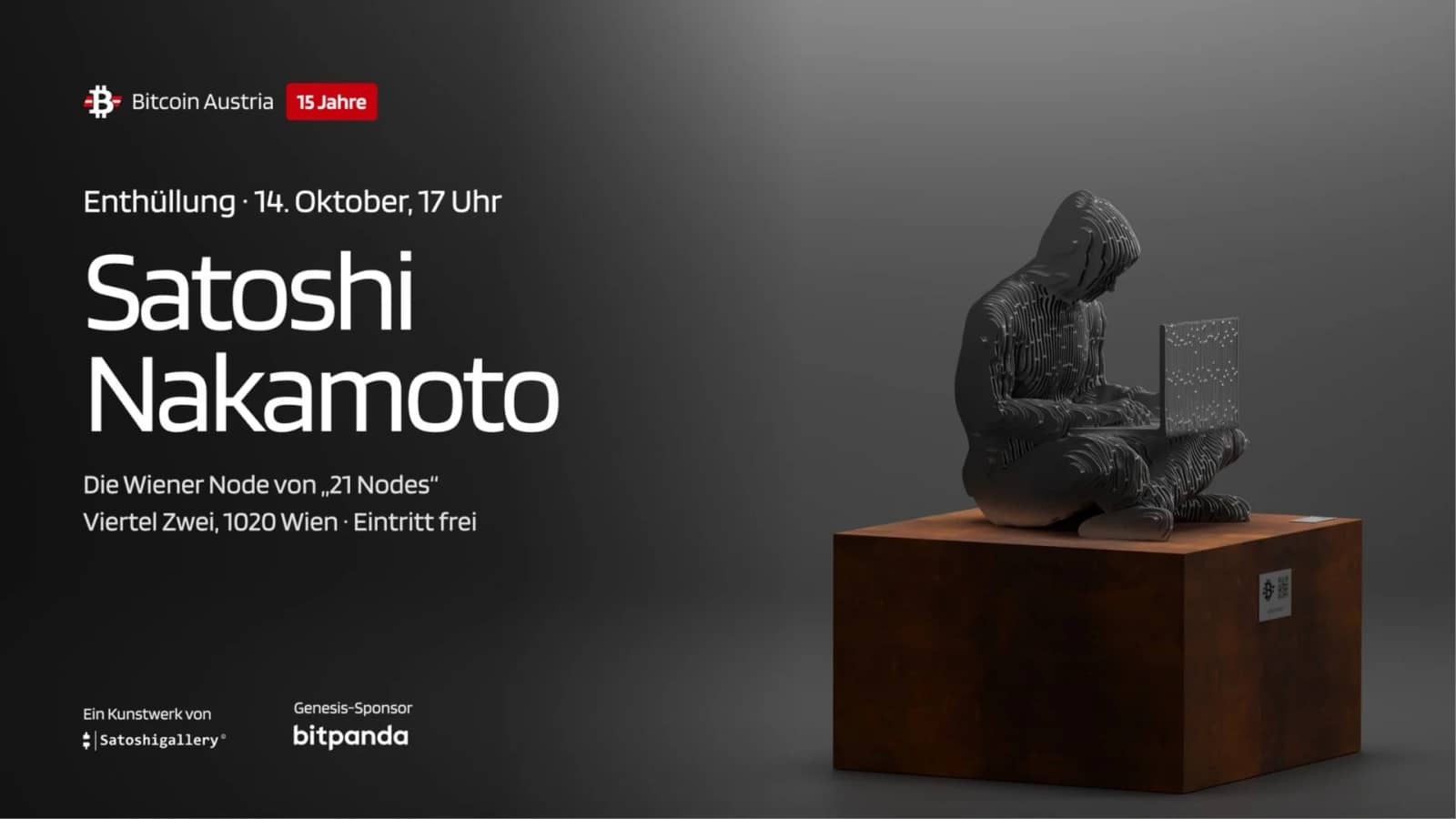 15 Jahre Bitcoin Austria: Wien bekommt eine Satoshi-Nakamoto-Statue