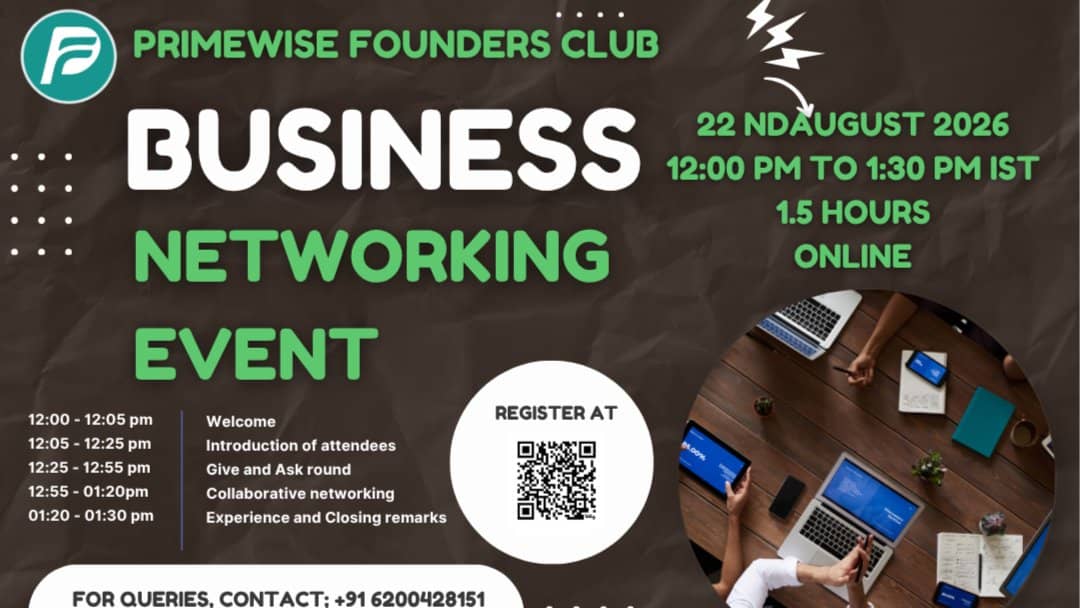 Primewise Founders Club Networking Event- Mumbai (Online)