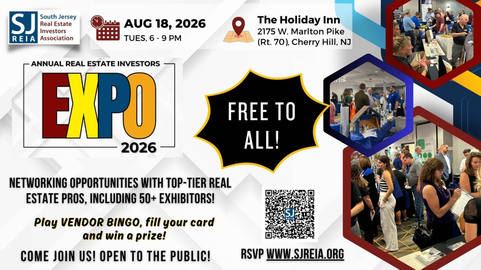 8/18 Main Meeting - REAL ESTATE INVESTORS EXPO - Free to all! Cherry Hill