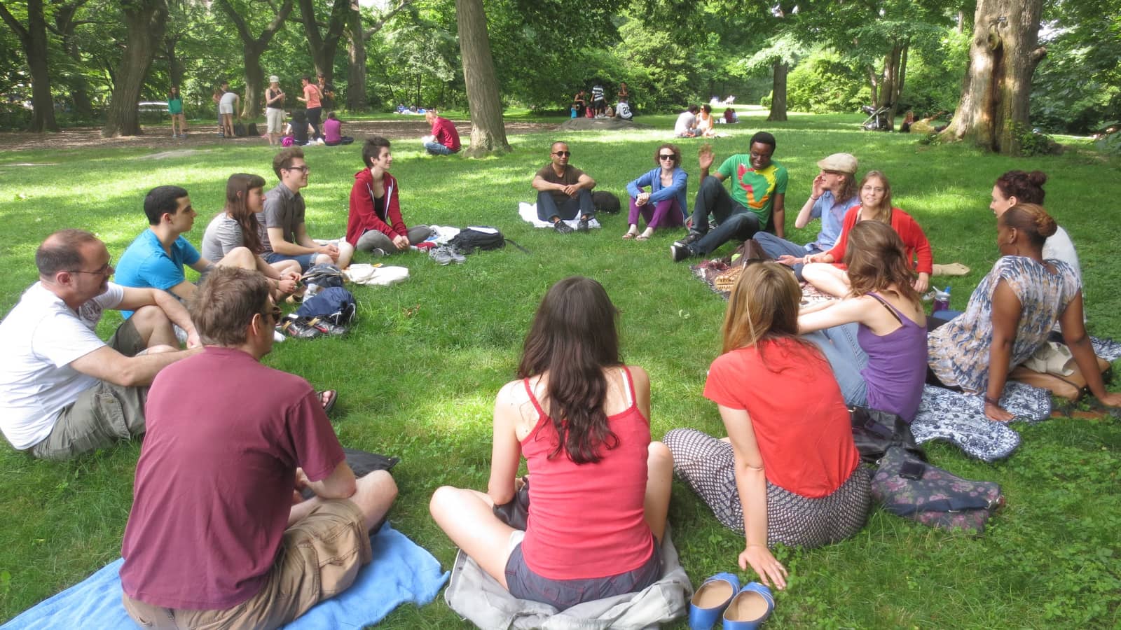Writing group meeting in Central Park