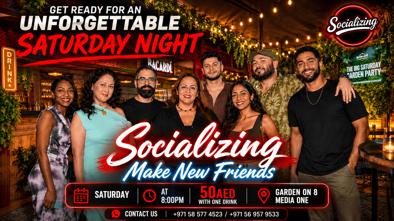 Socializing! Make new friends in Garden on 8 (Media one)