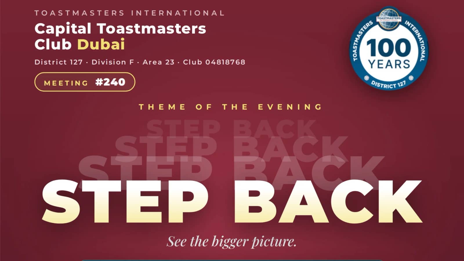 MEETING#240: "STEP BACK"