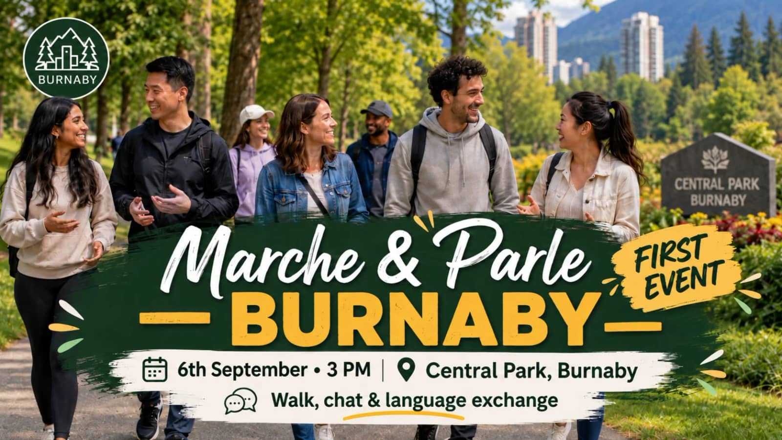 🌿 First Marche & Parle Meetup – Central Park, Burnaby