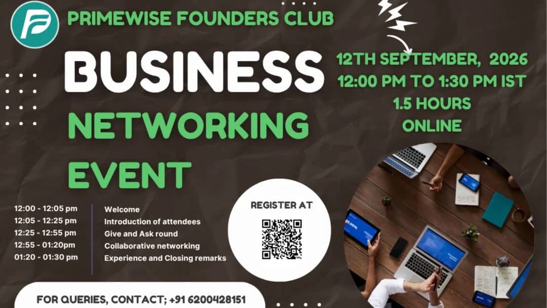 Primewise Founders Club Networking Event- Mumbai (Online)