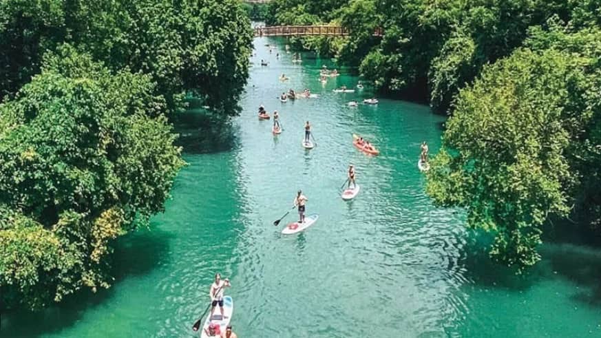 Paddleboarding and Floating DJ on Lady Bird Lake