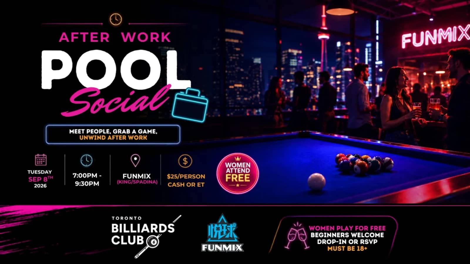 After Work Pool Social🎱 | Women Attend Free | Come Solo, Meet New People