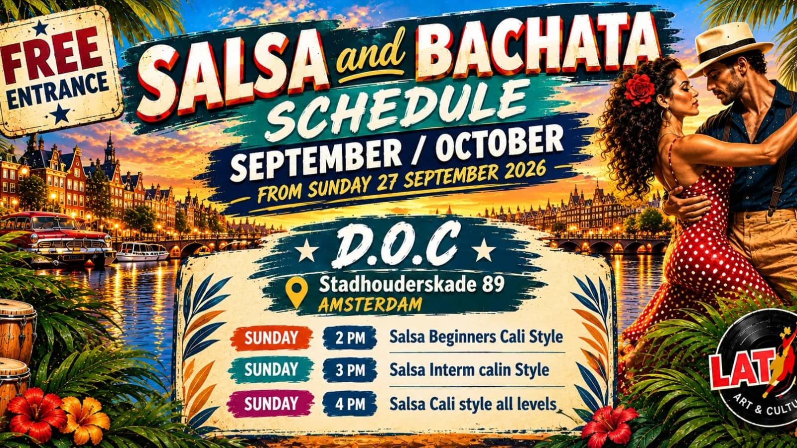 Salsa & Bachata Classes Schedule @D.O.C - September / October 2026